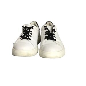 Kate Spade White Black Flats Shoes 8B Cutout Spade Logo Slip On‎ Sneakers